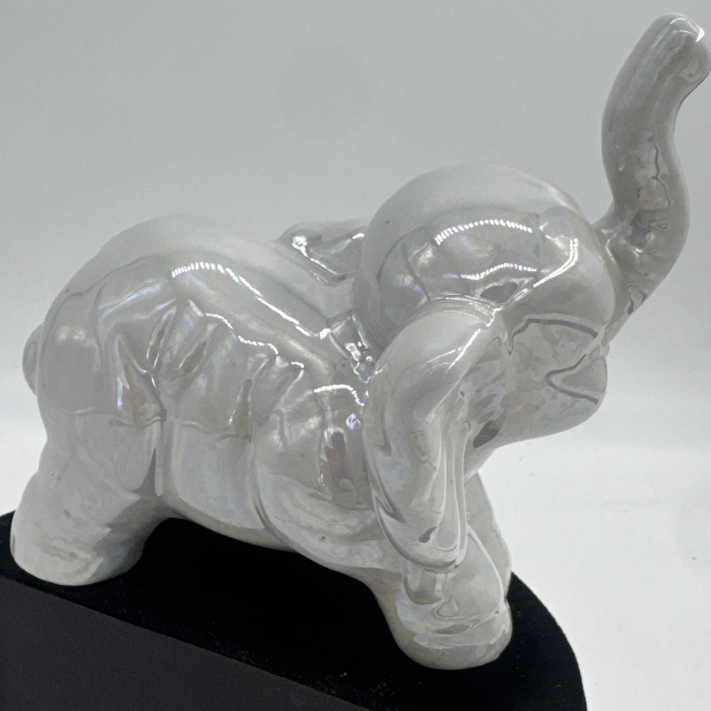 Baby Elephant Ceramic Iridescence Color Figurine 4.5" Tx5.5" L Pearlescent Sheen - Picture 7 of 11